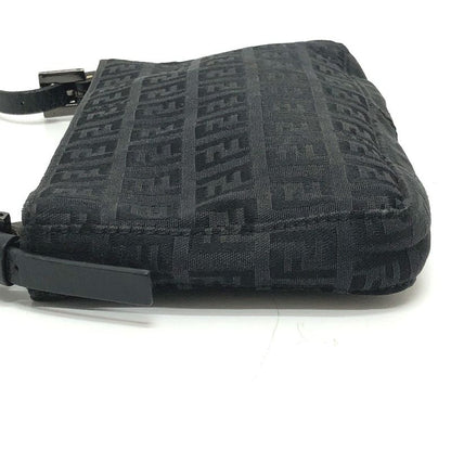 Fendi Accessory Pouch Zucca Pattern FF Logo Canvas Black