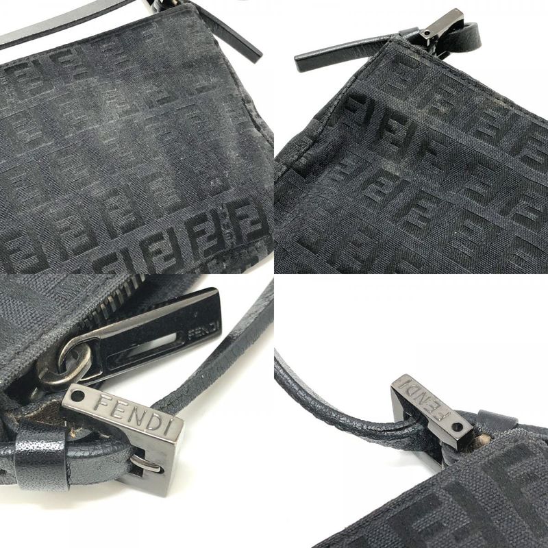 Fendi Accessory Pouch Zucca Pattern FF Logo Canvas Black