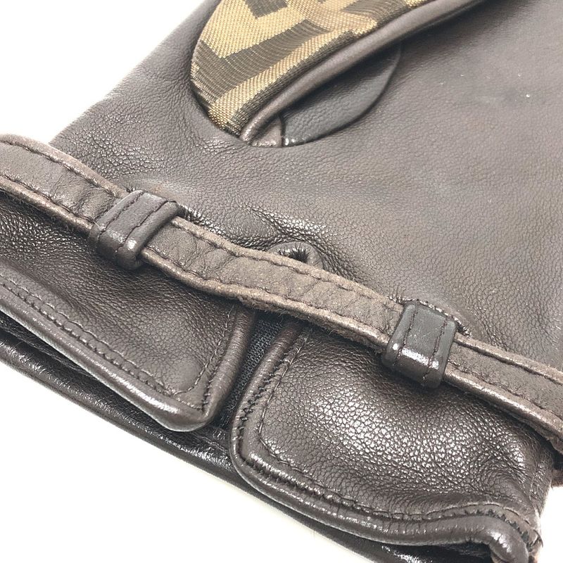 Fendi Gloves Zucca Pattern FF Logo Canvas Brown