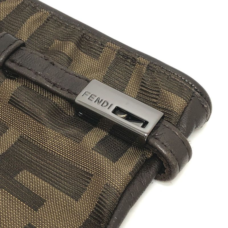 Fendi Gloves Zucca Pattern FF Logo Canvas Brown