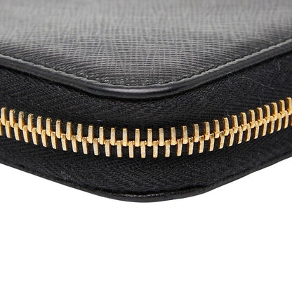 Prada Round Zipper Long Wallet Black Saffiano Leather Women Prada
