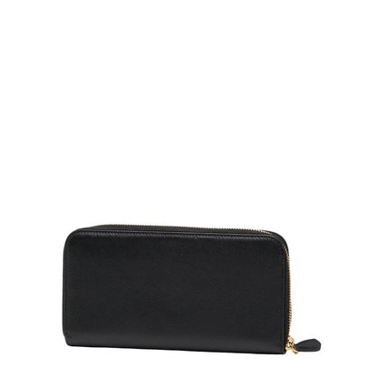 Prada Round Zipper Long Wallet Black Saffiano Leather Women Prada