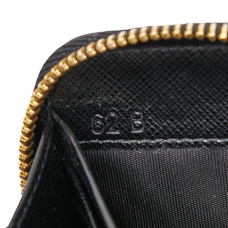Prada Round Zipper Long Wallet Black Saffiano Leather Women Prada