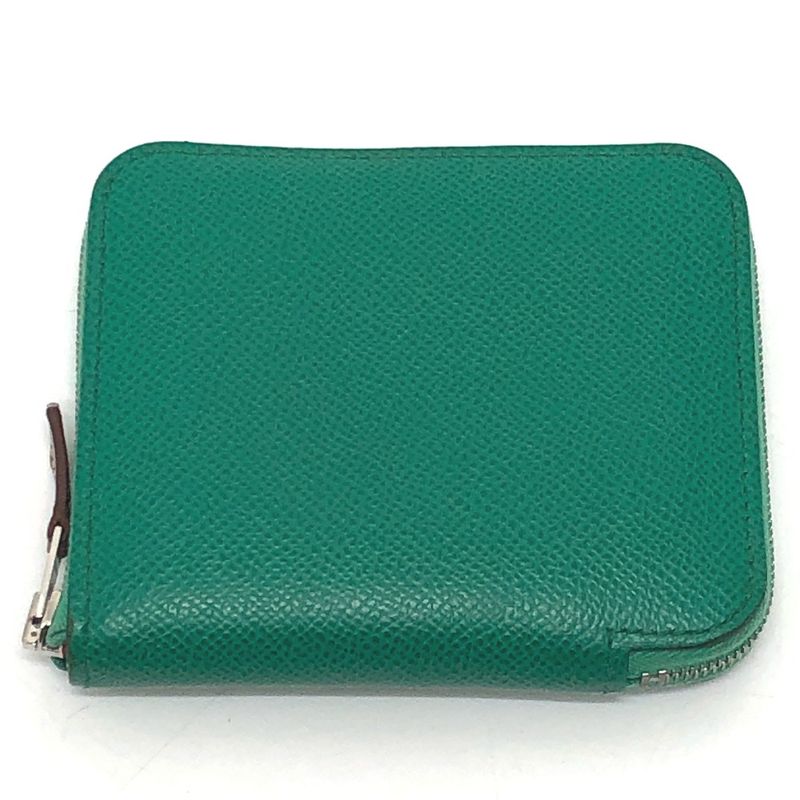 Hermes Bifold Wallet Azap Compact Silk Quin Vaux Epson Verre Jade Green