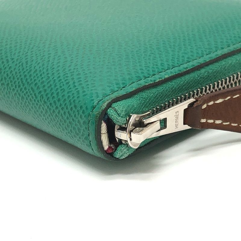 Hermes Bifold Wallet Azap Compact Silk Quin Vaux Epson Verre Jade Green