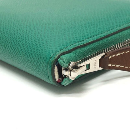 Hermes Bifold Wallet Azap Compact Silk Quin Vaux Epson Verre Jade Green