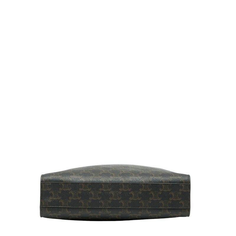 Celine Triomphe Vertical Cabas Small Tote Shoulder Bag 2way Black Brown PVC