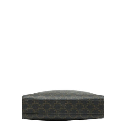 Celine Triomphe Vertical Cabas Small Tote Shoulder Bag 2way Black Brown PVC