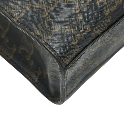 Celine Triomphe Vertical Cabas Small Tote Shoulder Bag 2way Black Brown PVC