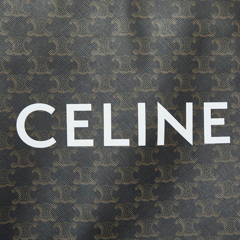 Celine Triomphe Vertical Cabas Small Tote Shoulder Bag 2way Black Brown PVC