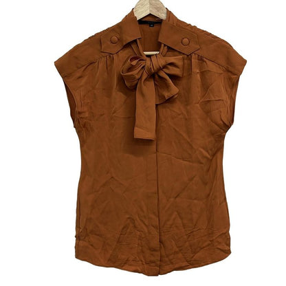 Gucci Sleeveless Shirt Blouse Size 40 M Women - 326664 Zav25 Light Brown Silk