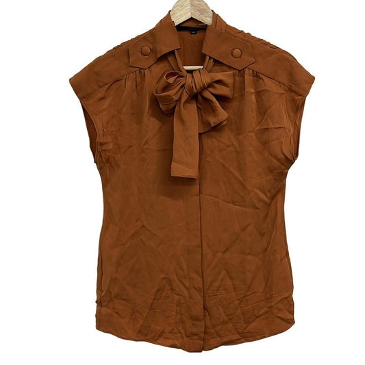 Gucci Sleeveless Shirt Blouse Size 40 M Women - 326664 Zav25 Light Brown Silk
