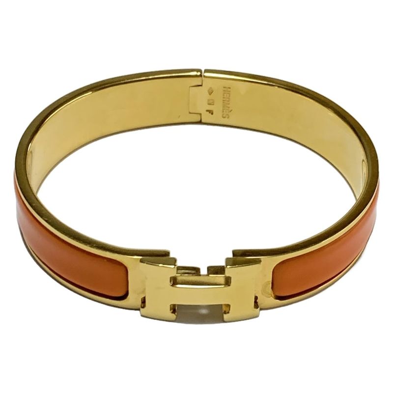 Hermes Bangle Click H Gold and Orange