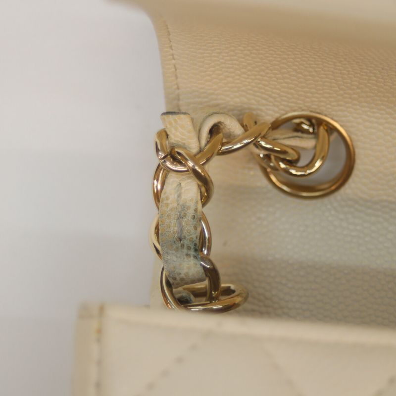 Chanel No 23 A69900 Light Beige Caviar Ghardware Mini Matelass 20 Chain