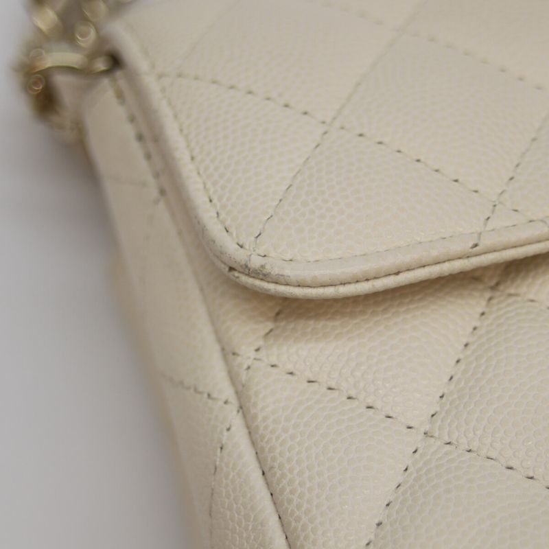 Chanel No 23 A69900 Light Beige Caviar Ghardware Mini Matelass 20 Chain