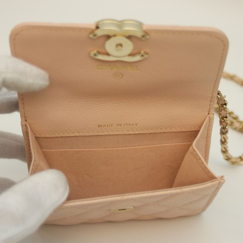 Chanel No 30 Pink Caviar Ghardware Chain Mini Wallet