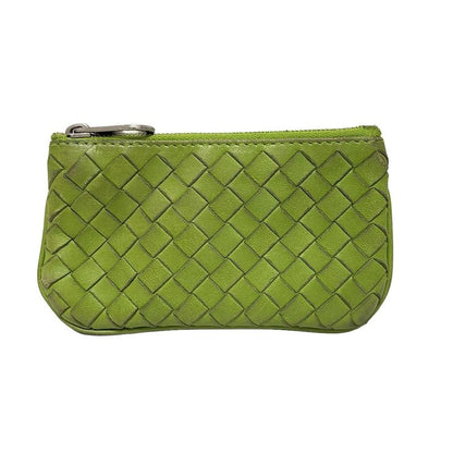 Bottega Veneta Coin Case Intrecciato Yellow Green Leather