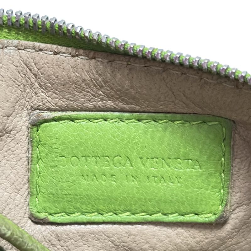 Bottega Veneta Coin Case Intrecciato Yellow Green Leather