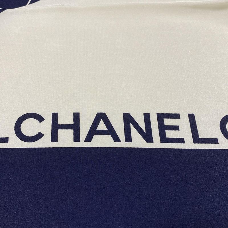 Chanel Scarf - Navy White and Gold Bag Pattern (classic Handbag Matelasse )