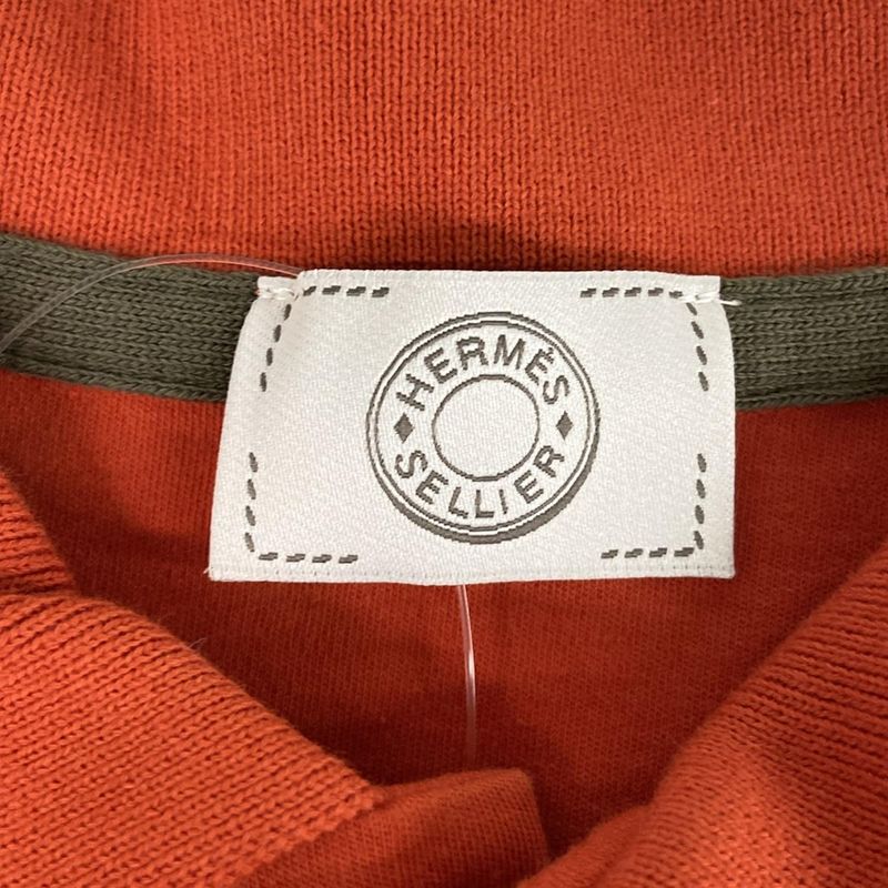 Hermes Short Sleeve Polo Shirt Size S Men's - 3054 Orange and Dark Gray Serie