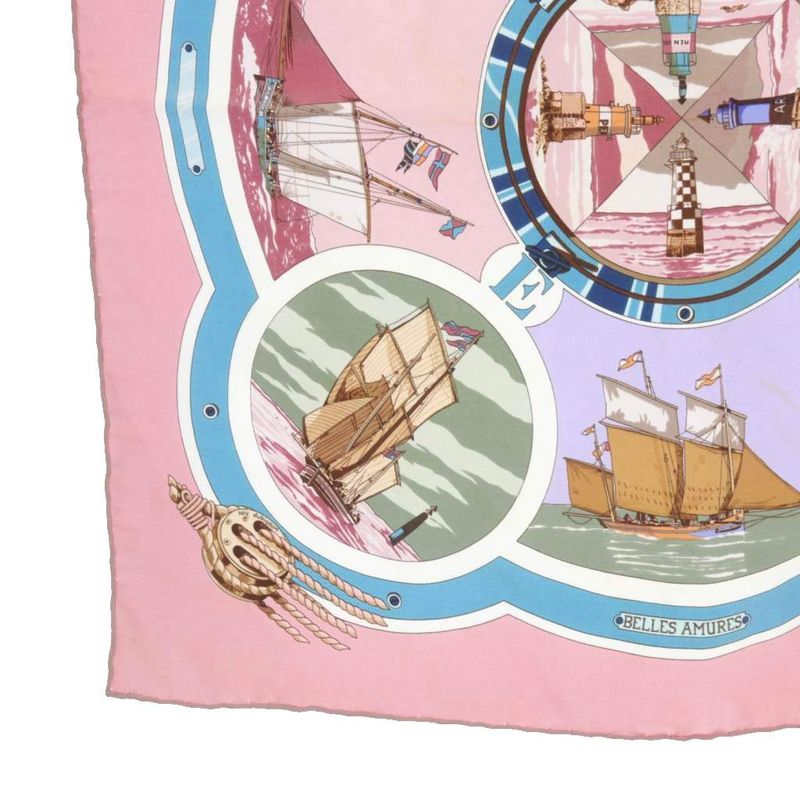 Hermes Aesthetics of Sail Belles Amures Scarf Pink Calais 45