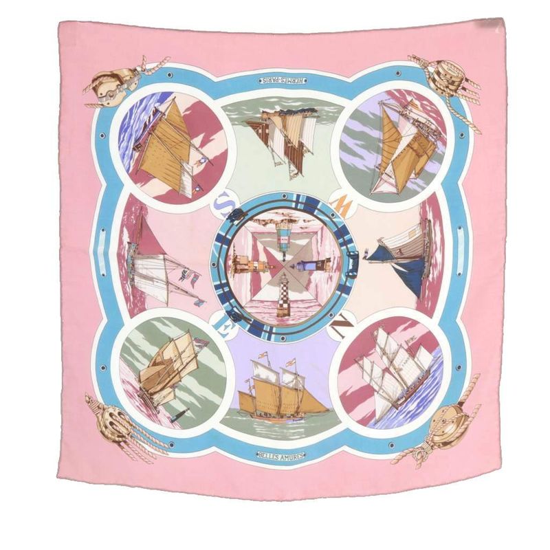 Hermes Aesthetics of Sail Belles Amures Scarf Pink Calais 45