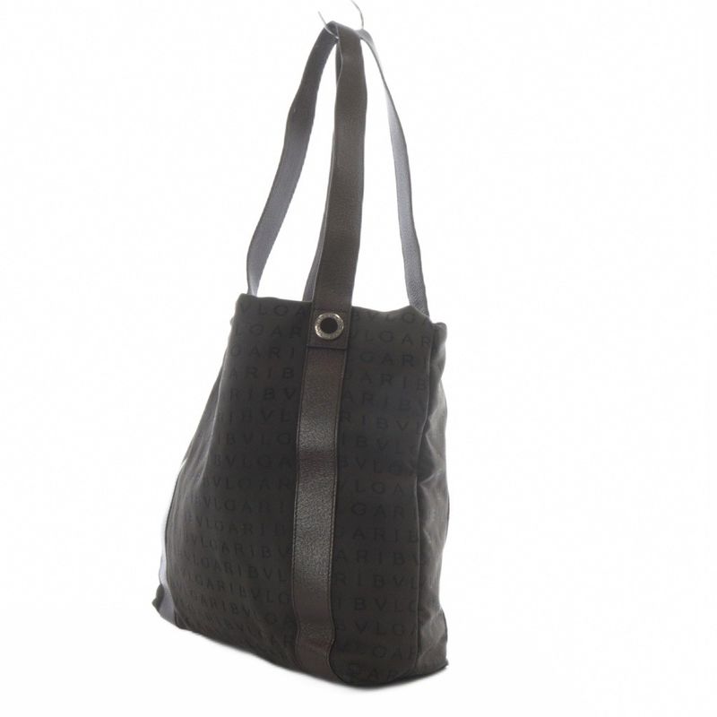 Bvlgari Bvlgari Logomania Canvas Tote Bag Shoulder Bag Dark Brown Yo25