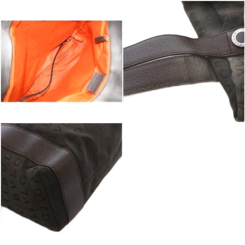 Bvlgari Bvlgari Logomania Canvas Tote Bag Shoulder Bag Dark Brown Yo25