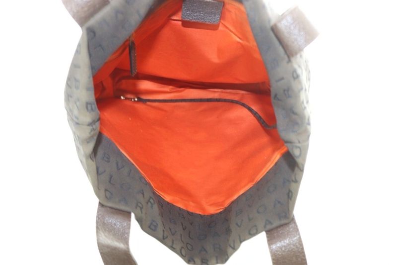 Bvlgari Bvlgari Logomania Canvas Tote Bag Shoulder Bag Dark Brown Yo25