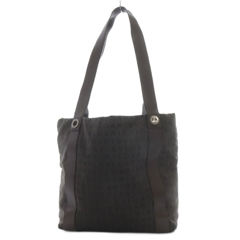 Bvlgari Bvlgari Logomania Canvas Tote Bag Shoulder Bag Dark Brown Yo25