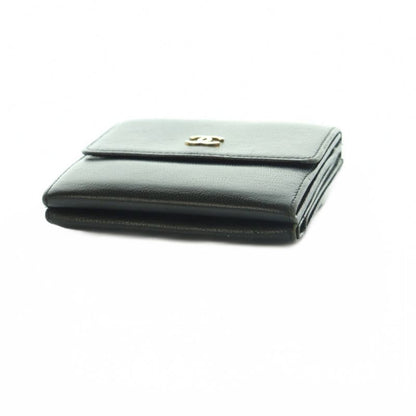 Chanel Wallet Trifold Coin Purse Leather Coco Mark Genuine Leather Black 8 Mi