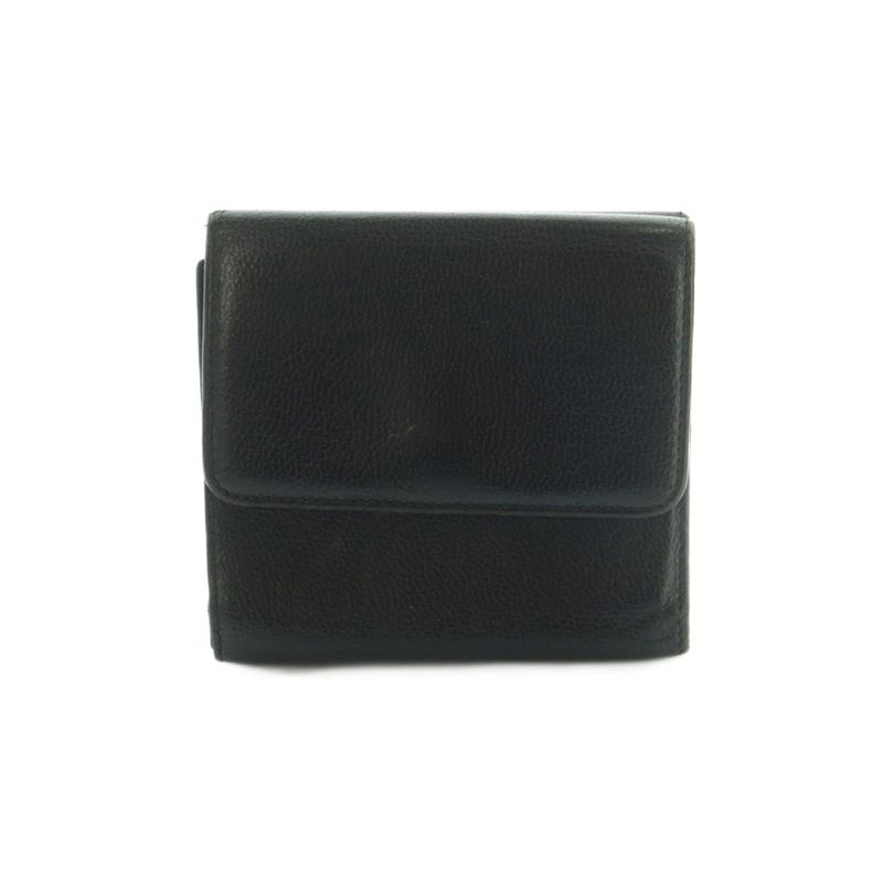Chanel Wallet Trifold Coin Purse Leather Coco Mark Genuine Leather Black 8 Mi