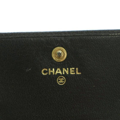 Chanel Wallet Trifold Coin Purse Leather Coco Mark Genuine Leather Black 8 Mi