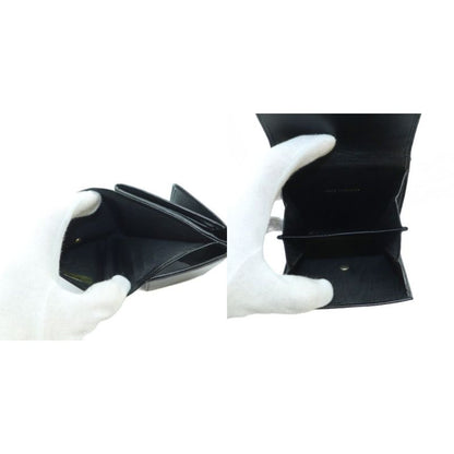 Chanel Wallet Trifold Coin Purse Leather Coco Mark Genuine Leather Black 8 Mi