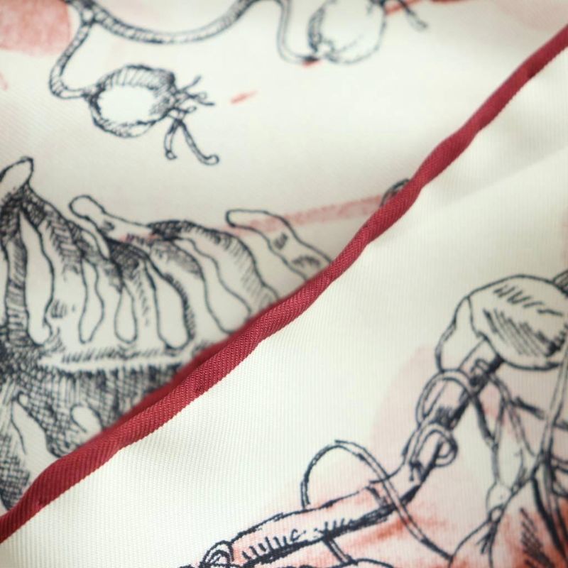 Christian Dior Jardin Magic 70 Square Scarf Silk Floral Pattern Wine Red White