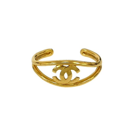Chanel Vintage Coco Mark Bangle Bracelet Accessory Gold 02633 97P