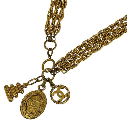 Chanel Coco Mark Chain Necklace 3strands Necklace GP Gold Ladies