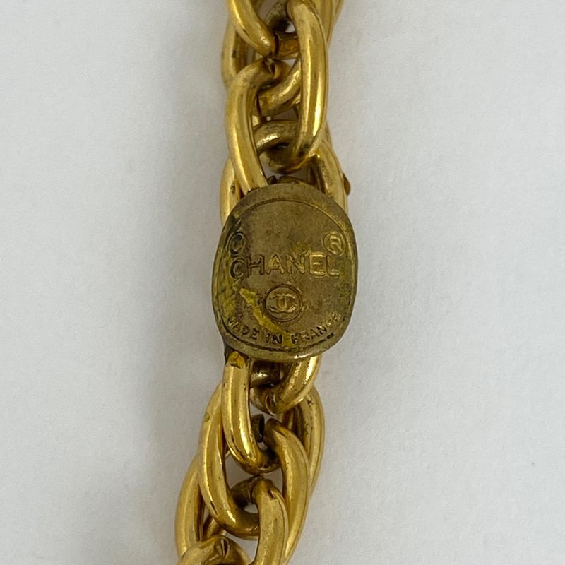 Chanel Coco Mark Chain Necklace 3strands Necklace GP Gold Ladies