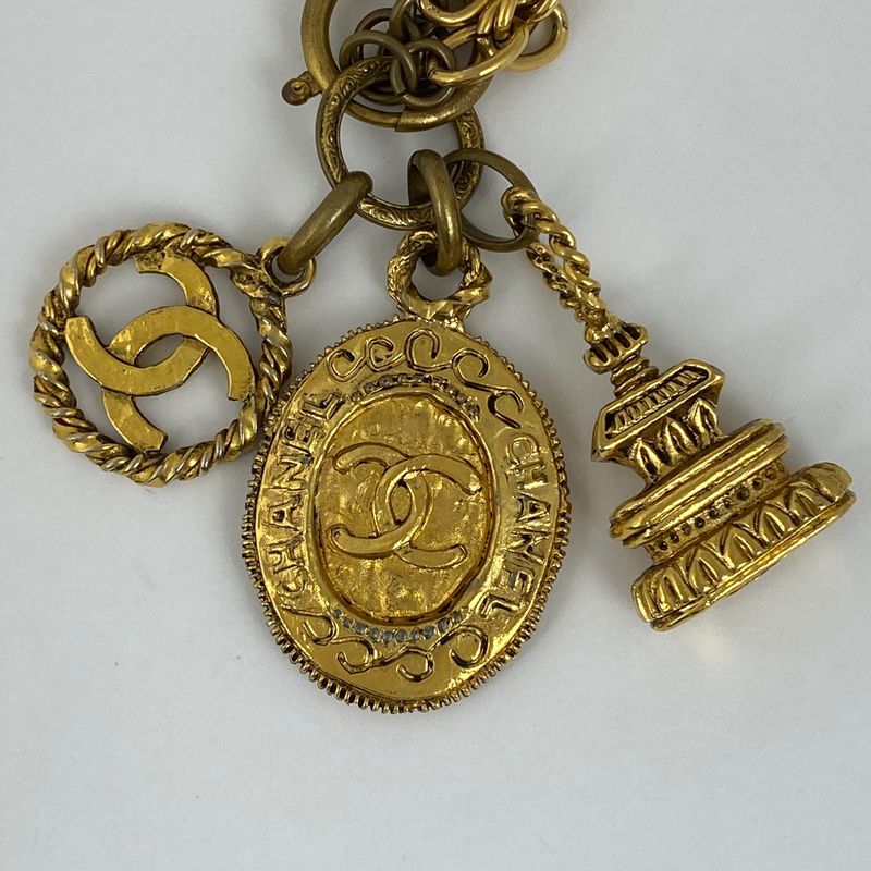 Chanel Coco Mark Chain Necklace 3strands Necklace GP Gold Ladies