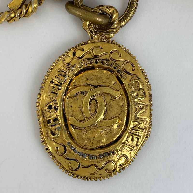 Chanel Coco Mark Chain Necklace 3strands Necklace GP Gold Ladies