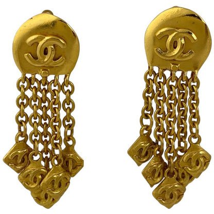 Chanel Coco Mark Earrings Swing Logo Earrings GP Gold Ladies