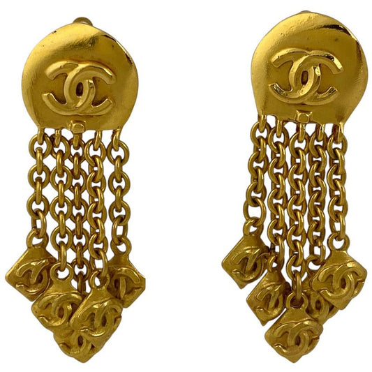 Chanel Coco Mark Earrings Swing Logo Earrings GP Gold Ladies