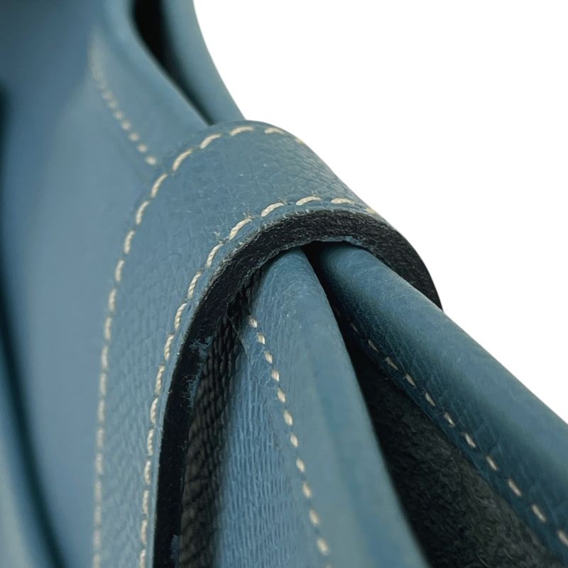 Hermes Evelyn 2 GM Perforated H Logo Shoulder Bag Vaux Epson Blue Jean J Ladies