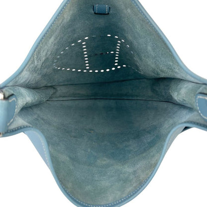 Hermes Evelyn 2 GM Perforated H Logo Shoulder Bag Vaux Epson Blue Jean J Ladies