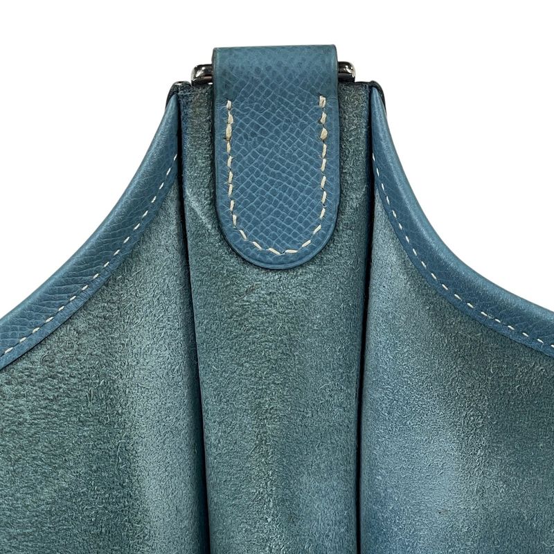 Hermes Evelyn 2 GM Perforated H Logo Shoulder Bag Vaux Epson Blue Jean J Ladies