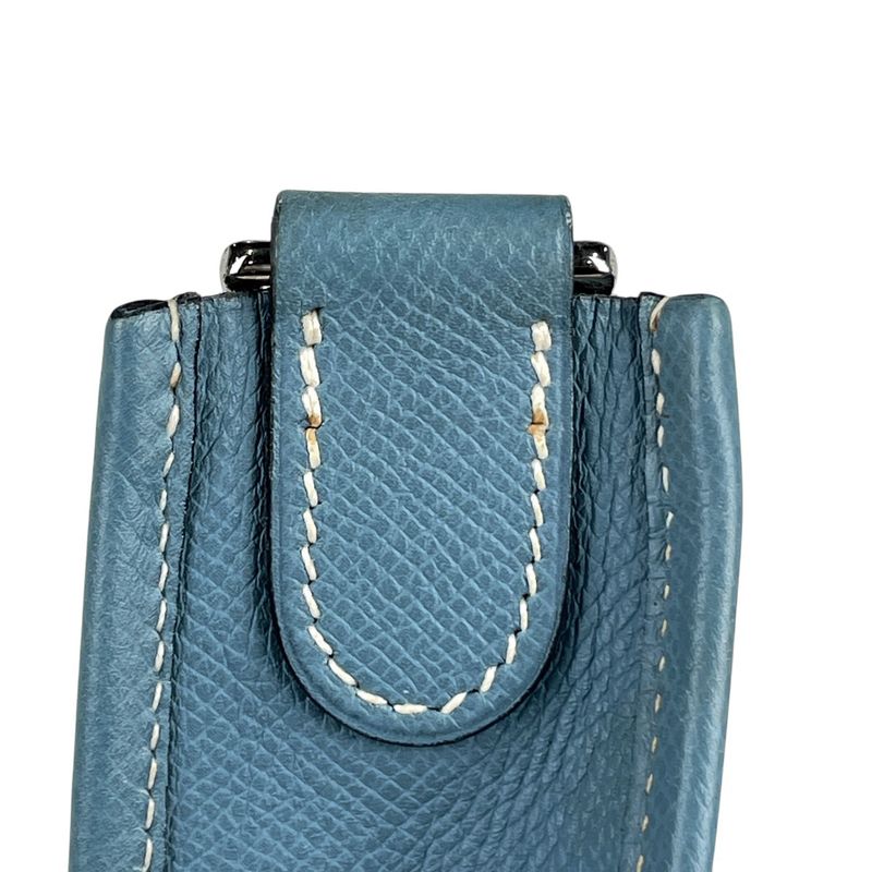 Hermes Evelyn 2 GM Perforated H Logo Shoulder Bag Vaux Epson Blue Jean J Ladies