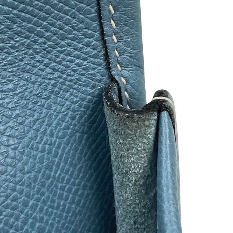 Hermes Evelyn 2 GM Perforated H Logo Shoulder Bag Vaux Epson Blue Jean J Ladies