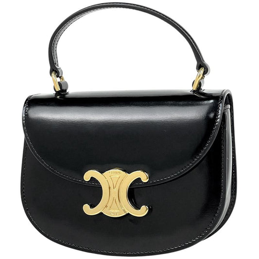 Celine Triomphe Handbag Buzas 2way Shoulder Bag Handbag Leather Black Women