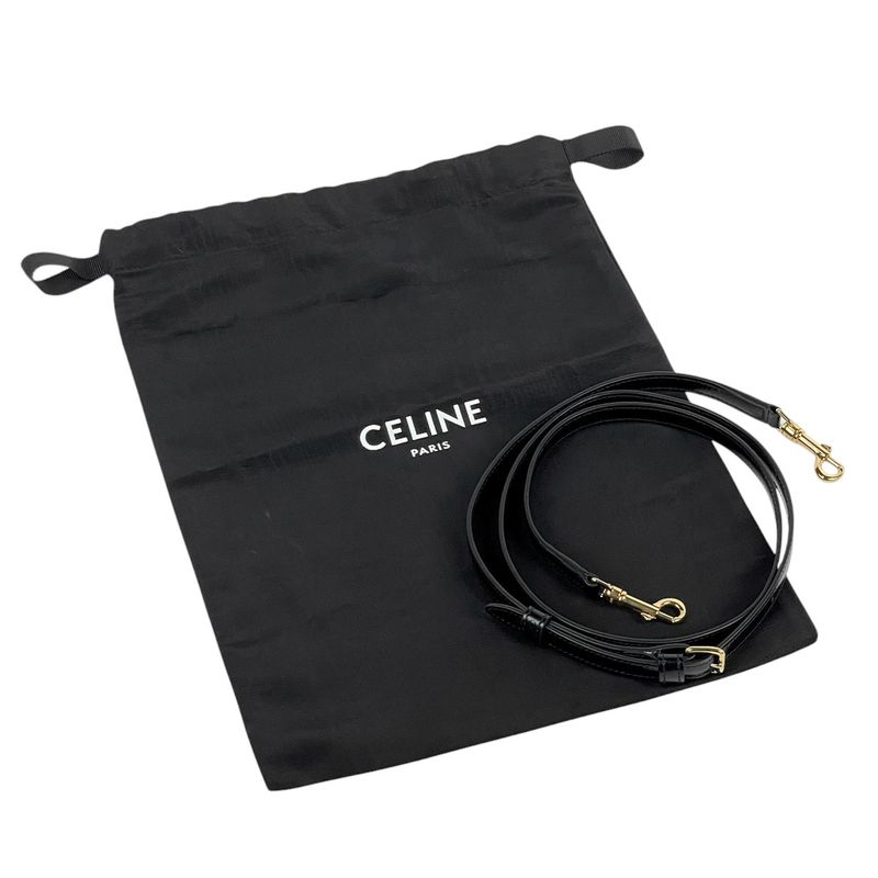 Celine Triomphe Handbag Buzas 2way Shoulder Bag Handbag Leather Black Women