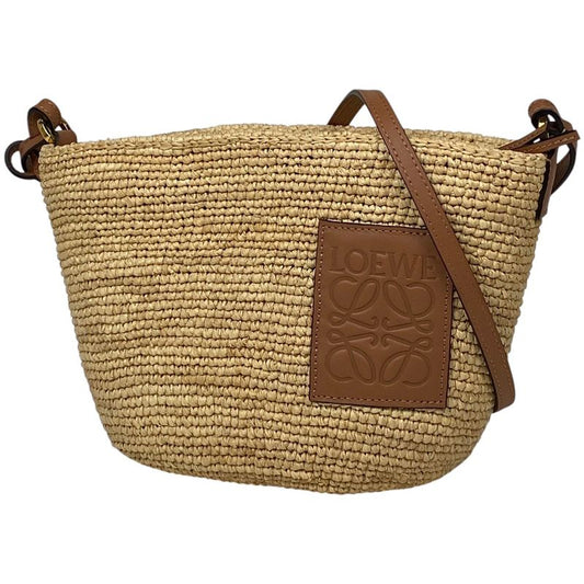 Loewe Slit Pochette Bag Anagram Bag Shoulder Bag Raffia Brown Women
